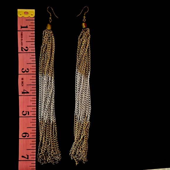 Super Long dangly gold and silver earrings Express - Picture 2 of 2